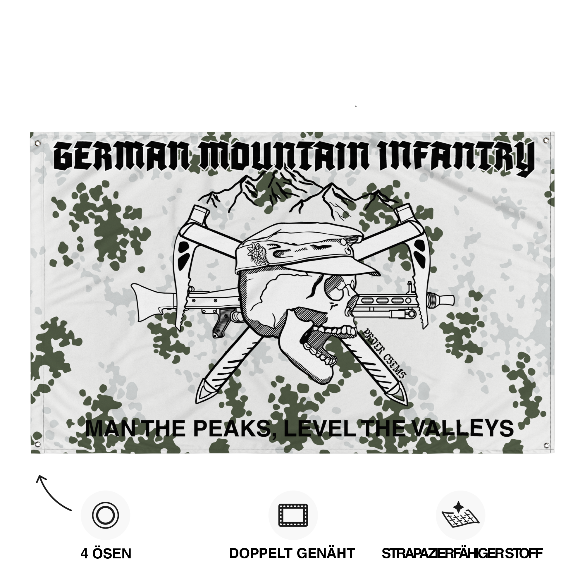 Gebirgsjäger Flagge Schneetarn Rückansicht – Predator Customs